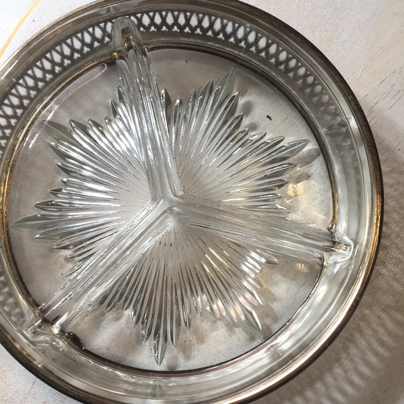 Vintage silver plate lidded relish tray glass insert 1930s Crescent silver - Picture 3 of 9